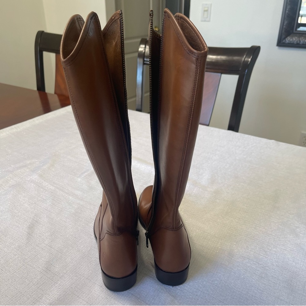 Women's Tan Leather Riding Boots - Picture 11 of 12